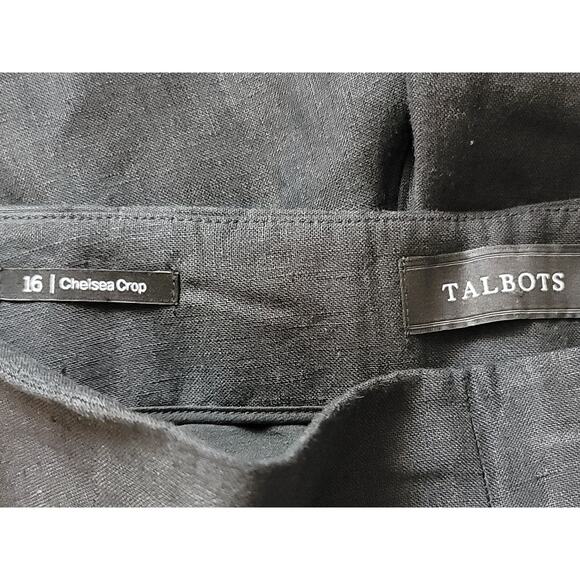 Talbots Chelsea Crop Pants Black Linen Sailor Button Fly Women's Plus Size 16 - Picture 3 of 13